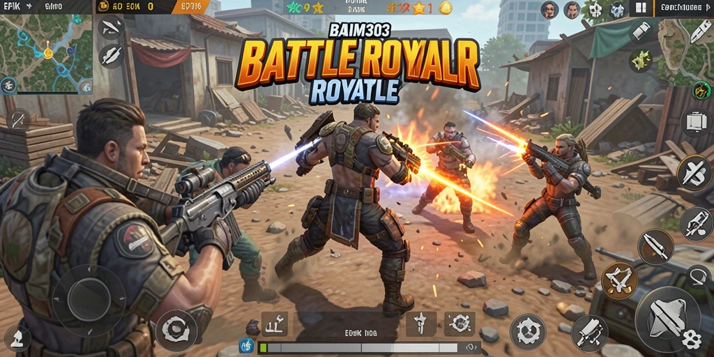 Tangkapan layar dari gameplay Battle Royale yang mendebarkan di BAIM303.