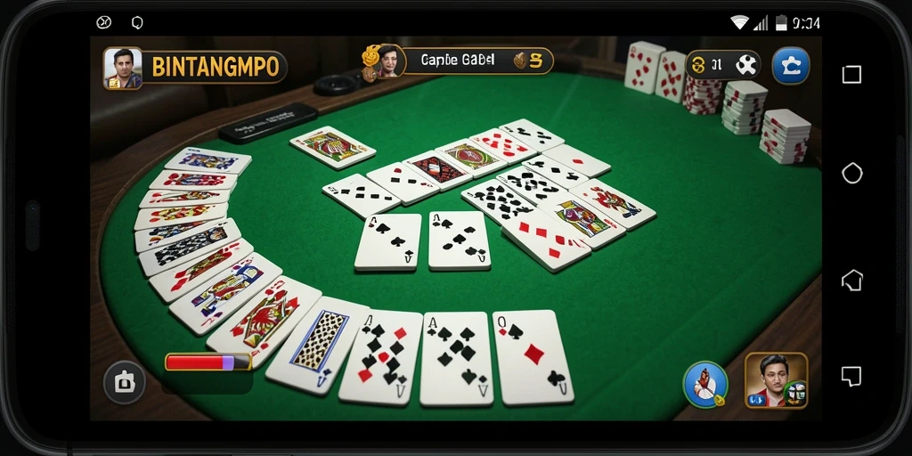 Tampilan gameplay BINTANGMPO dengan suasana kompetisi Gaple.