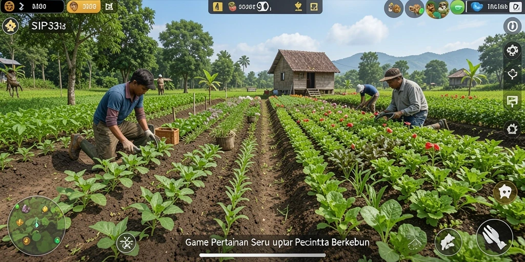 Tampilan gameplay SIP33 dengan suasana pertanian yang menenangkan.