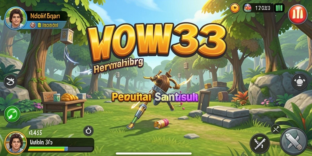 Tampilan gameplay WOW33 yang ceria dan penuh tantangan.